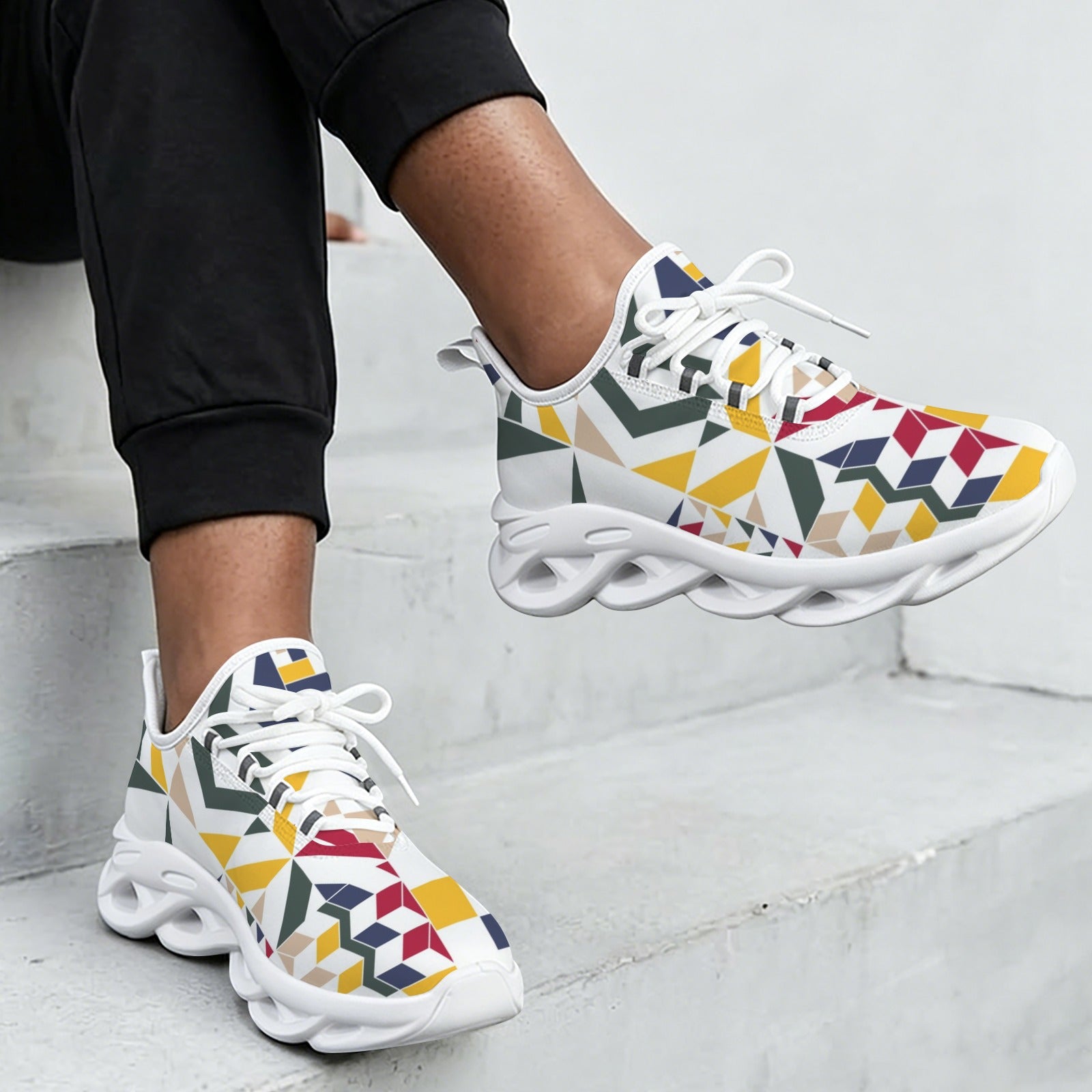 Colourful Geometric Women's Twisted Sole Sneakers