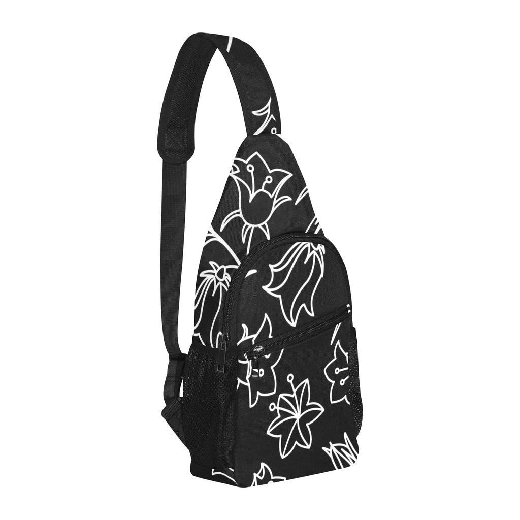 Black And White Floral - Chest Bag