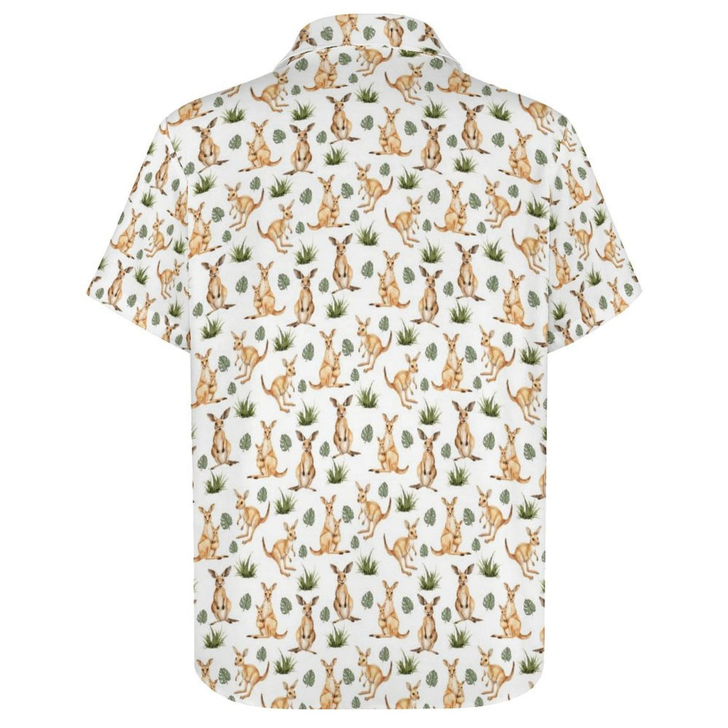 Kangaroos Women's Short-Sleeve Button Up Shirt Women's Short-Sleeve Button Up Shirt animal Printed Offshore
