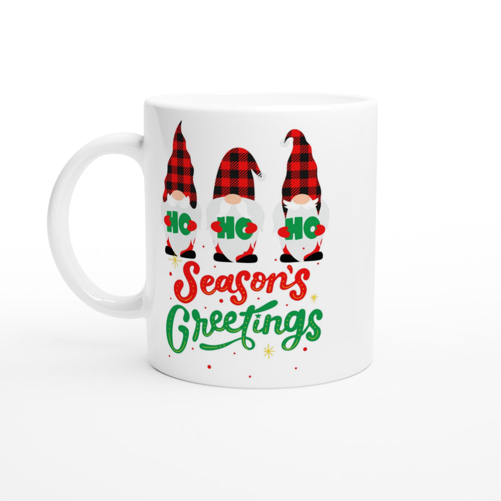 Christmas Gnome, Season's Greetings - White 11oz Ceramic Mug Default Title Christmas Mug Christmas Globally Fulfilled