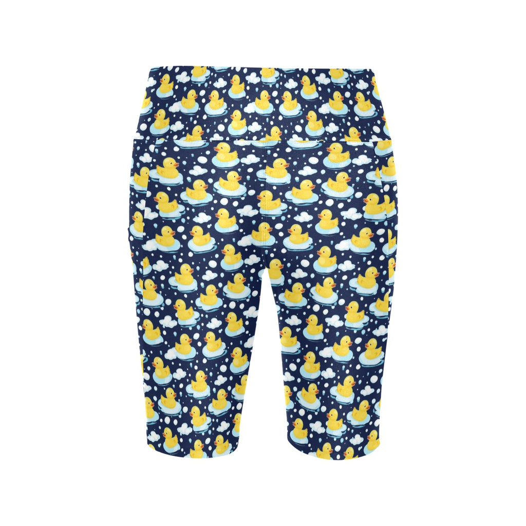 Rubber Ducks On Dark Women's Bike Shorts With Side Pockets