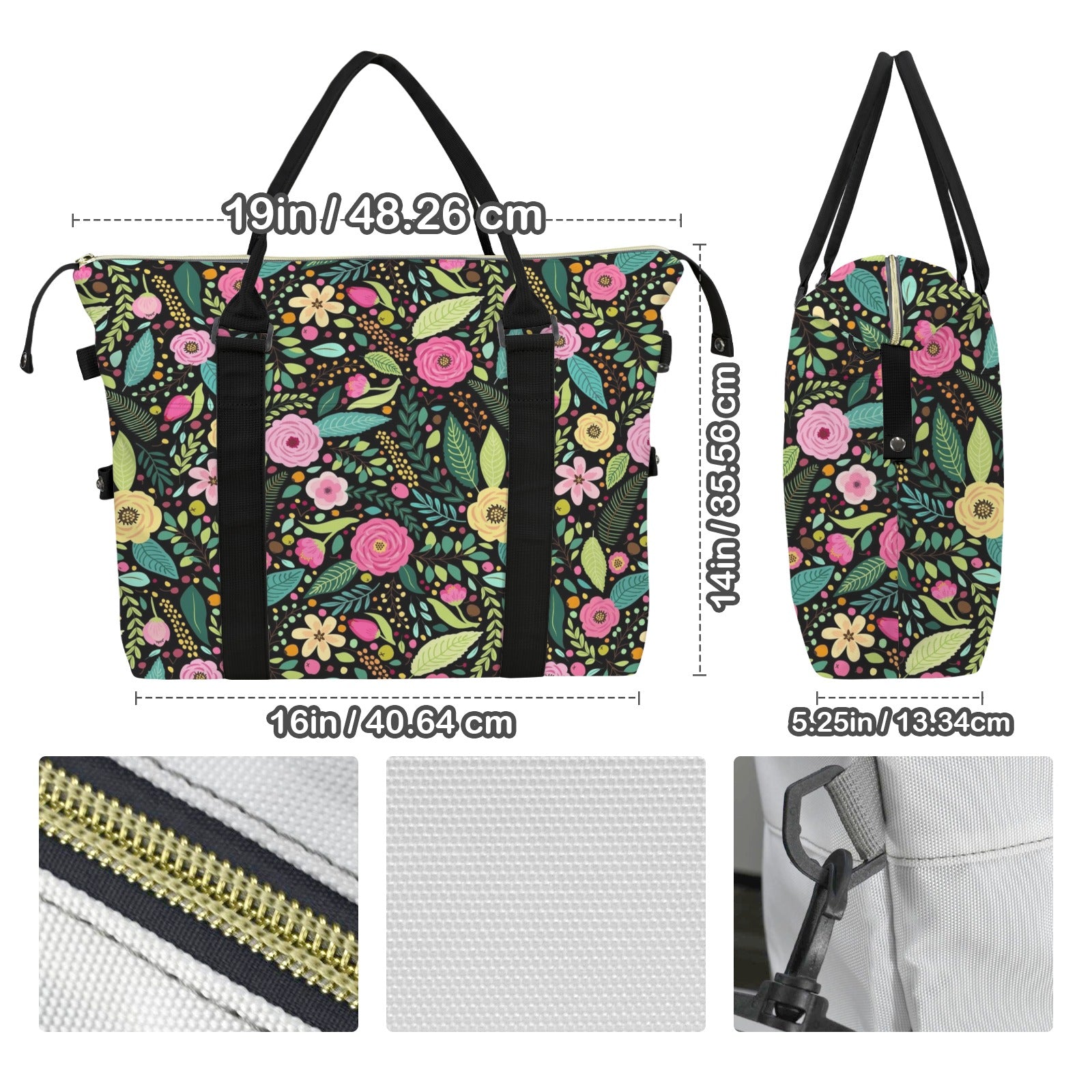 Bright Floral And Leaves Duffle Bag-Simple (Model 1715) Duffle Bag-Simple (1715)
