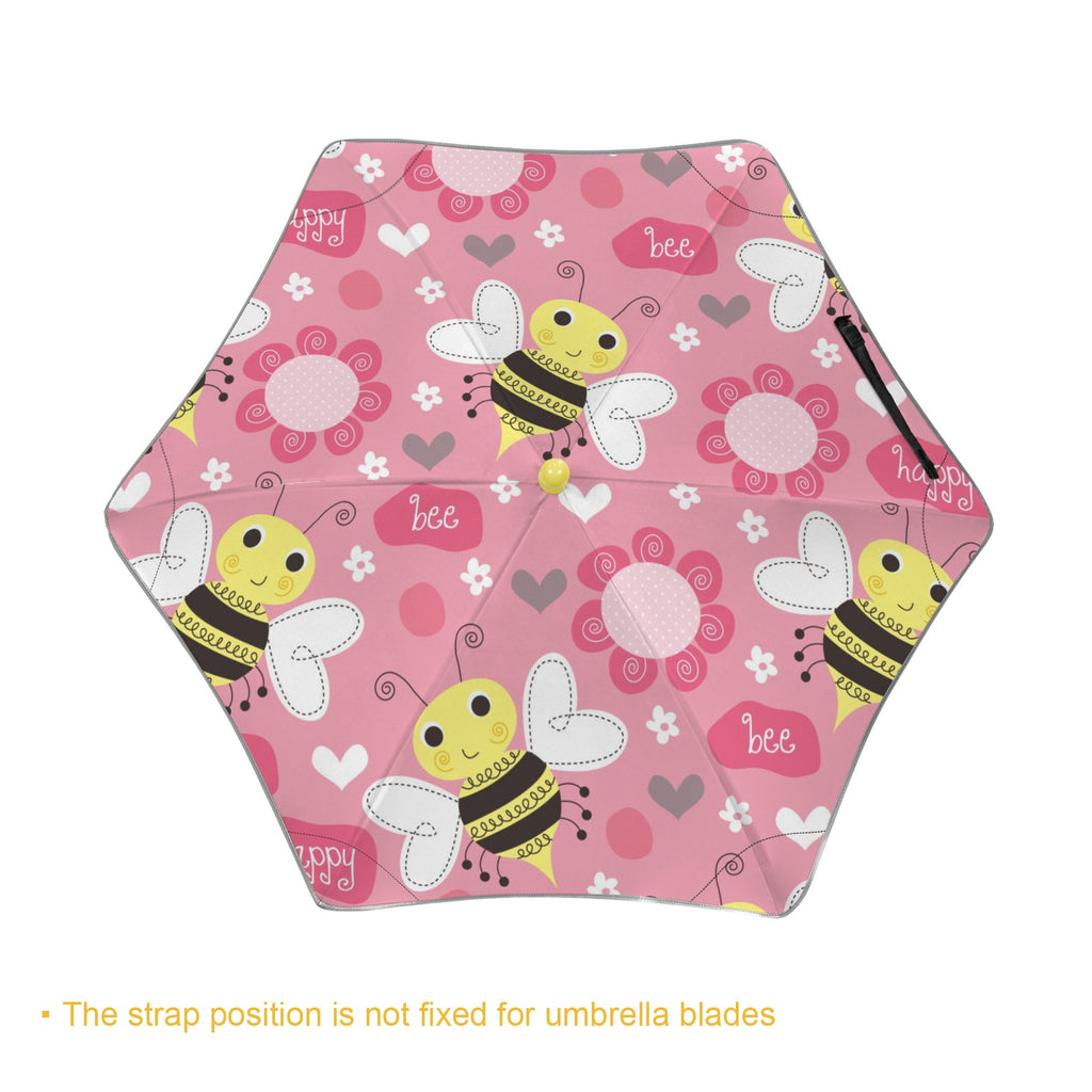 Bees On Pink Kids Safe Round Corner Umbrella Kids Safe Round Corner Umbrella animal Printed Offshore