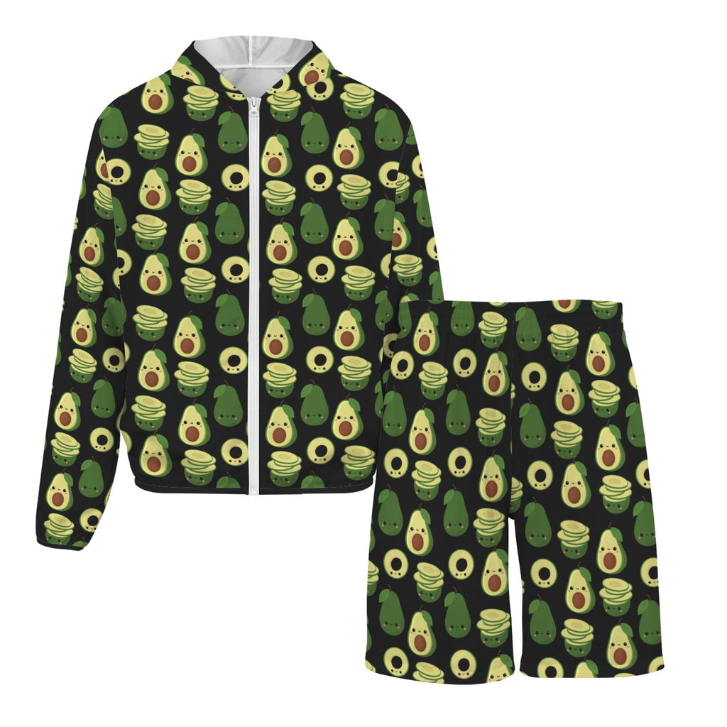 Cute Avocados Men's Lightweight Sun Hoodie & Shorts Set Men's Lightweight Sun Hoodie & Shorts Food Printed Offshore