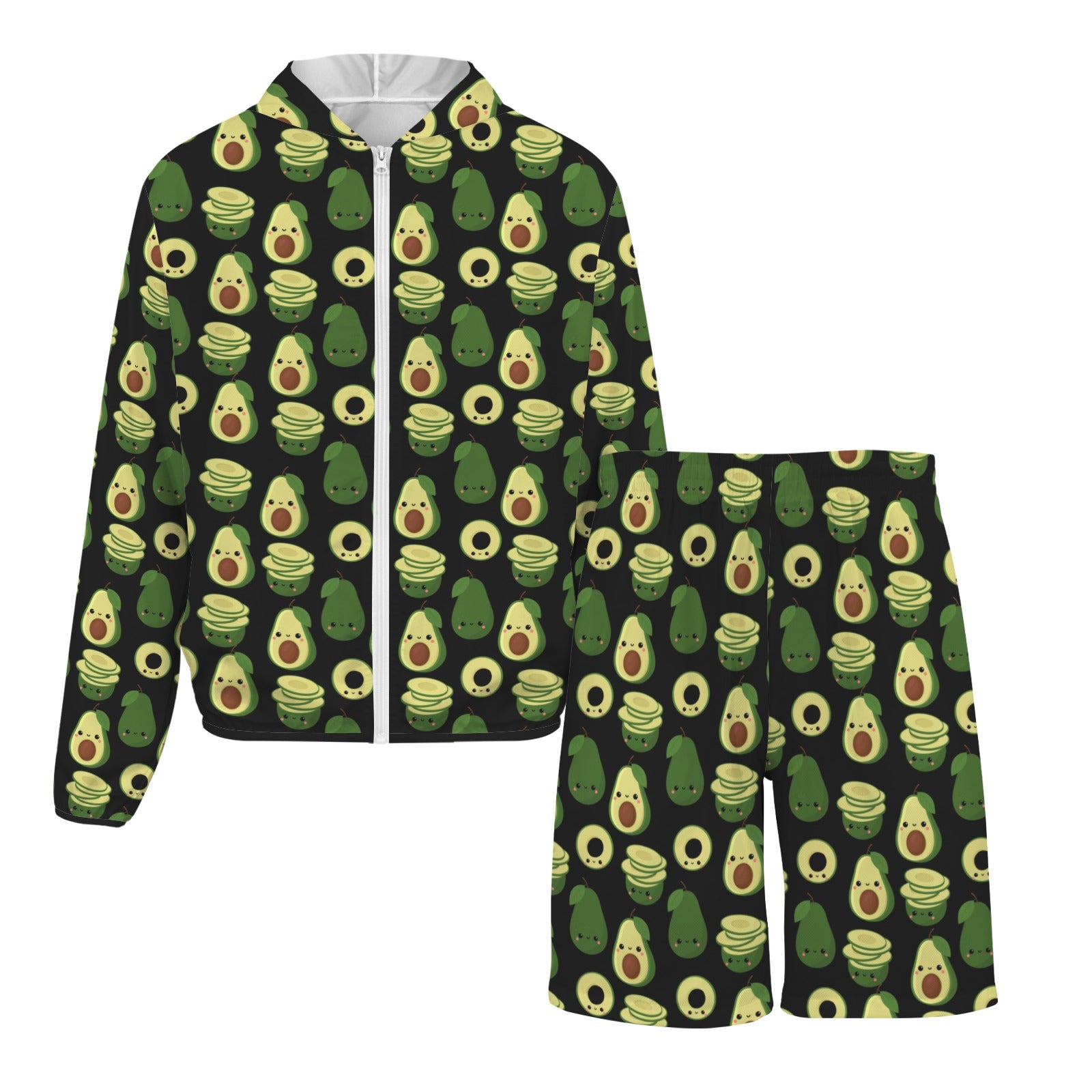 Cute Avocados Men's Lightweight Sun Hoodie & Shorts Set Men's Lightweight Sun Hoodie & Shorts Food Printed Offshore