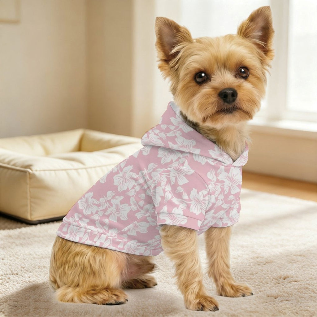 Pink Hawaiian Floral Pet Hoodie (Small Size)