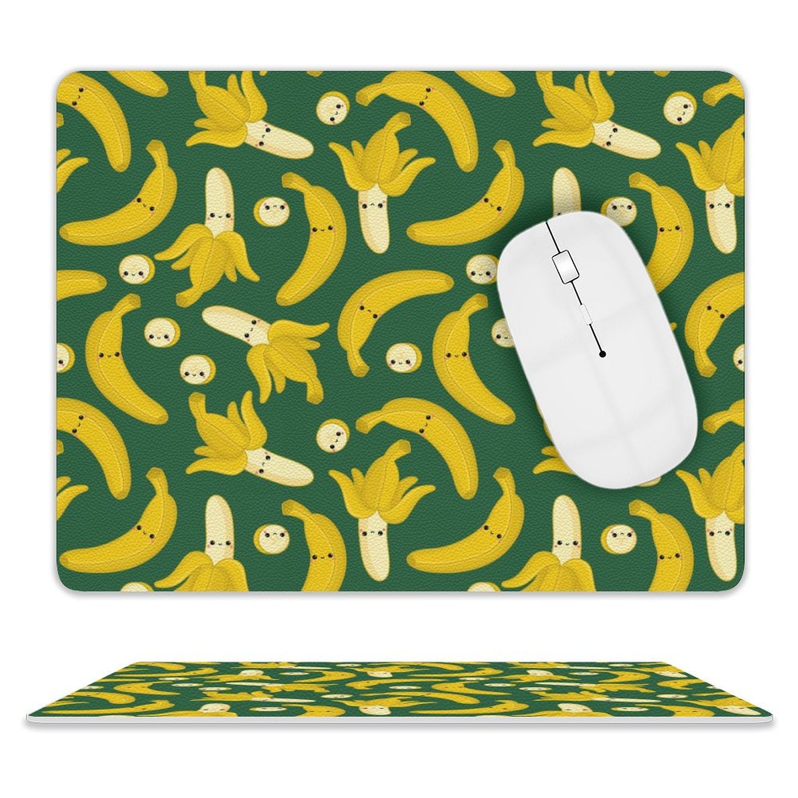 Happy Bananas - Leather Mouse Pad white One size Leather Mouse Pad Food Printed Offshore