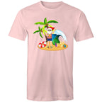 Surf Summer Santa - Mens T-Shirt Pink Mens Christmas T-shirt Christmas Printed In Australia