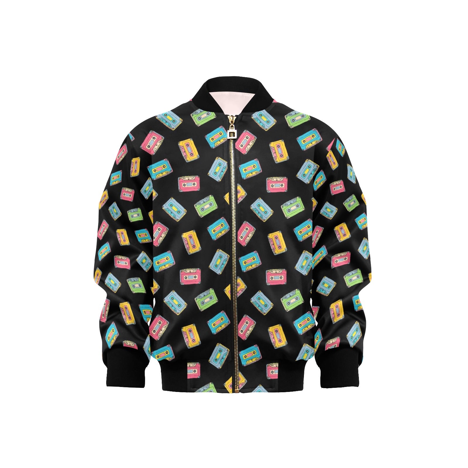 Colourful Cassettes Kids Bomber Jacket XL Kids Bomber Jacket Music Printed Offshore Retro