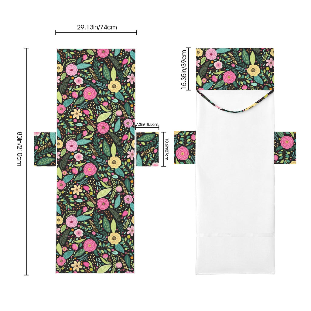 Bright Floral And Leaves Beach Chair Towel Cover with Side Pockets