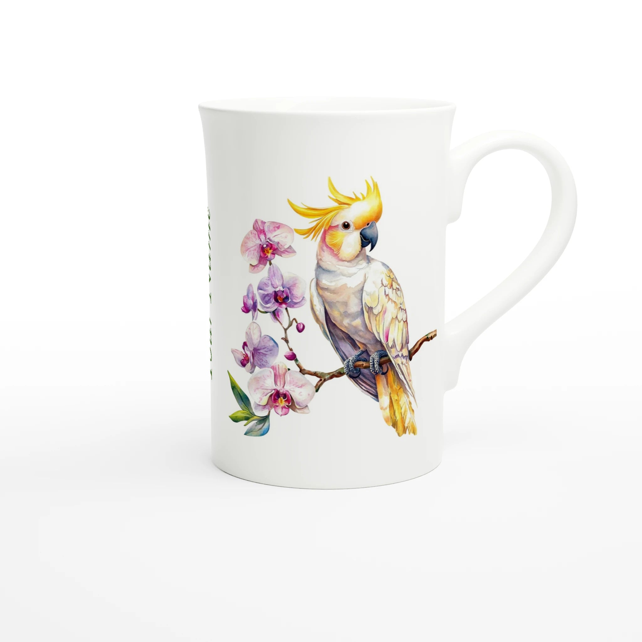 Personalise - Cockatoo, Australian Birds - White 10oz Porcelain Slim Mug Personalised Porcelain Mug animal Globally Fulfilled