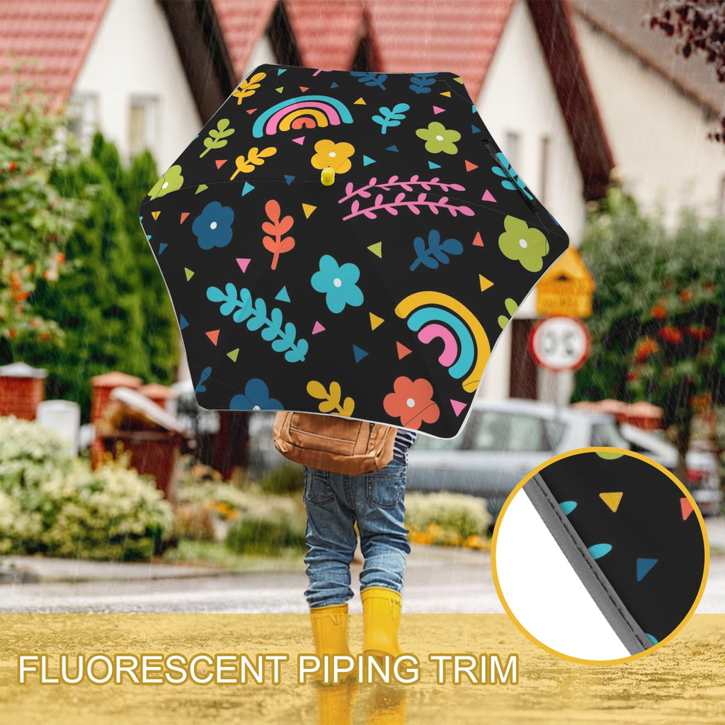 Rainbows And Flowers Kids Safe Round Corner Umbrella Kids Safe Round Corner Umbrella Printed Offshore