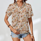 Peace And Love Women's Short-Sleeve Button Up Shirt Women's Short-Sleeve Button Up Shirt Printed Offshore Retro