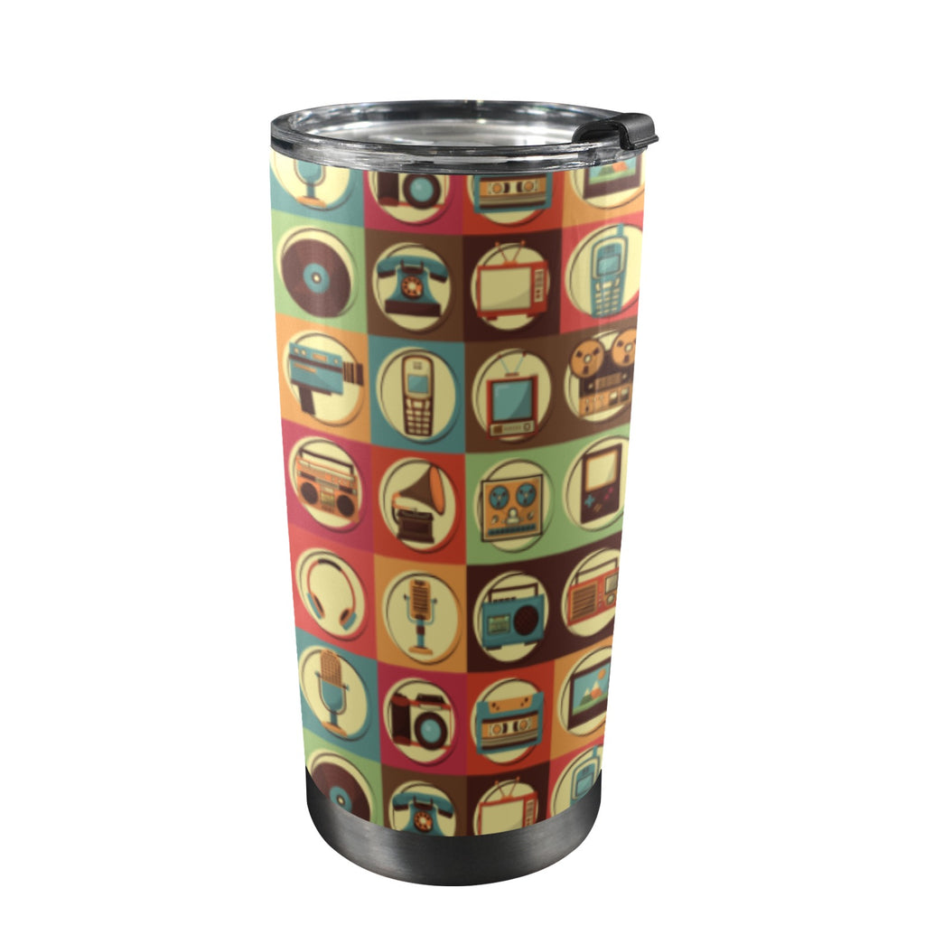 Retro Life - 20oz Mobile Tumbler with Lid (Black Lock) One Size 20oz Travel Mug Printed Offshore Retro