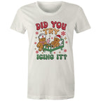 Funny Gingerbread, Did You Try Icing It - Womens T-shirt Natural Womens Christmas T-shirt Christmas Printed In Australia