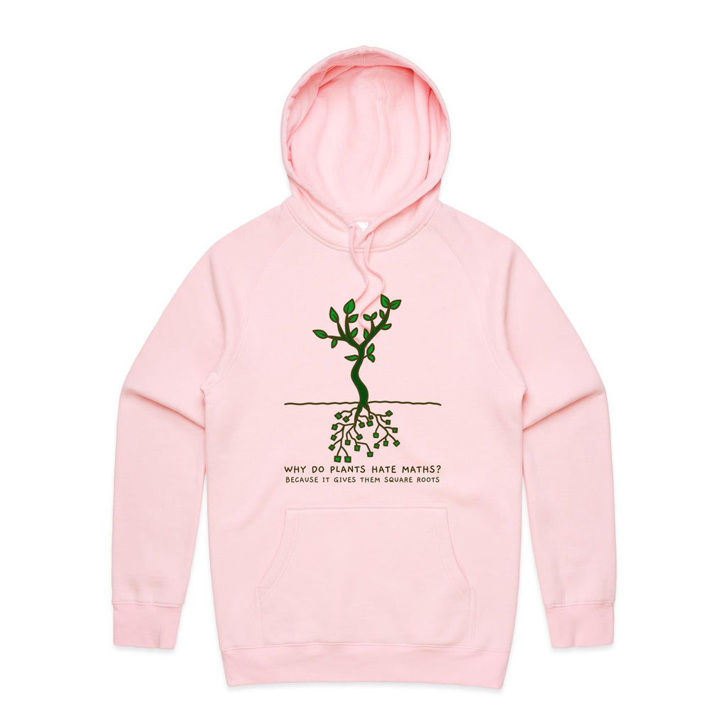 Square Roots, Maths Tree - Mens Hoodie Pink Mens Hoodie Maths Printed In Australia
