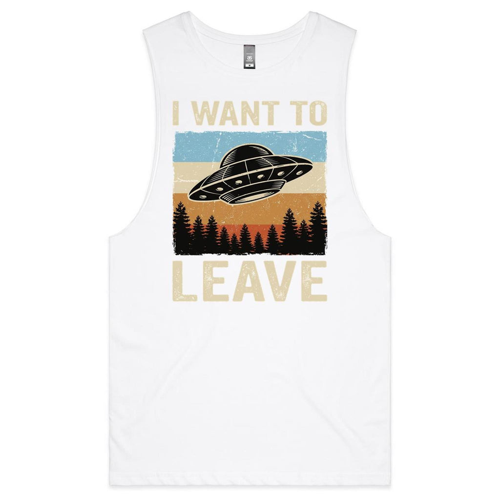 UFO I Want To Leave Men's AS Colour Drop Arm Tank Top Tee