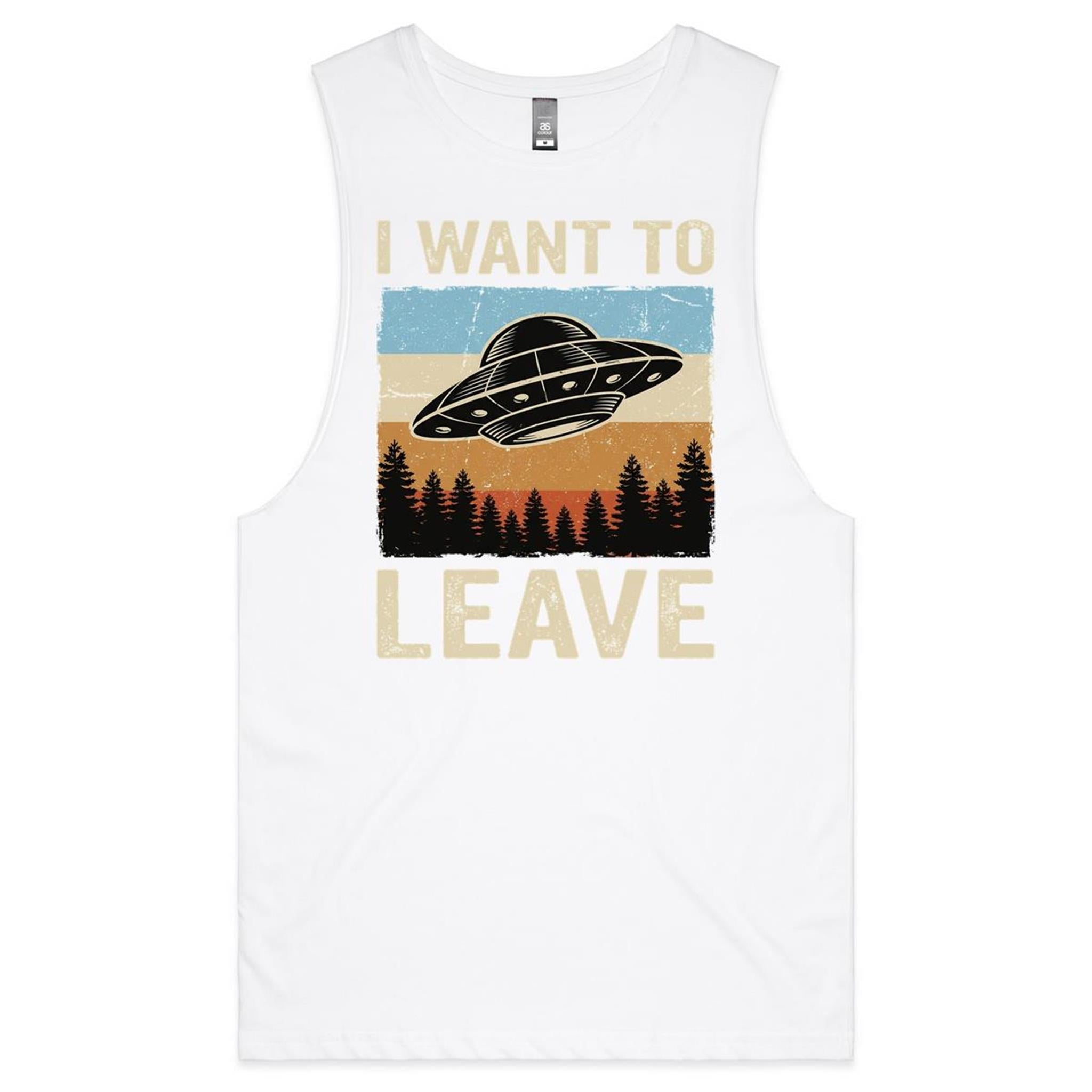 UFO I Want To Leave Men's AS Colour Drop Arm Tank Top Tee