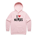 I Love Nerds, Red Heart - Womens Hoodie Pink Womens Hoodie Love Printed In Australia