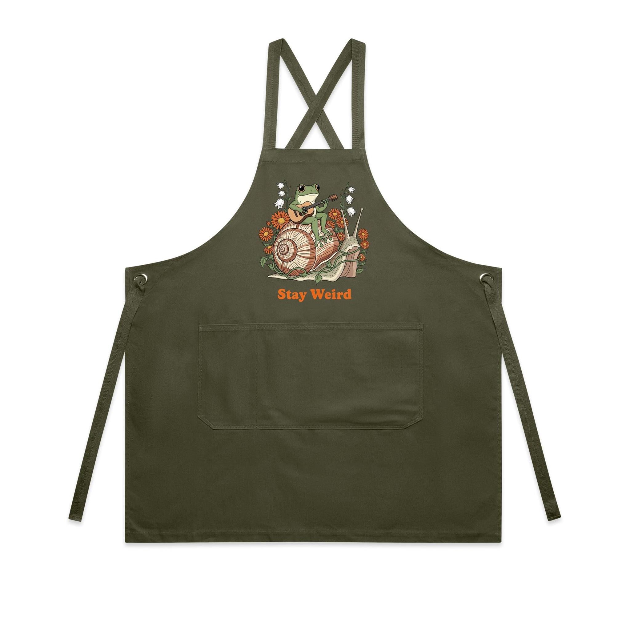 Stay Weird, Guitar Playing Frog On A Snail - AS Colour Carrie Apron