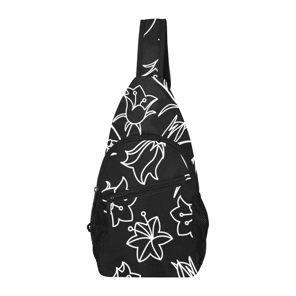 Black And White Floral - Chest Bag