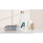 Coral Sea Initial - White 17oz Stainless Steel Water Bottle Personalised Water Bottle customise Globally Fulfilled Initial Music Name personalise