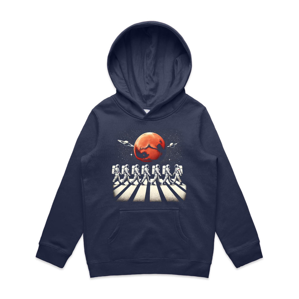 Astronaut Zebra Crossing In Space - Kids Hoodie Midnight Blue Kids Hoodie Printed In Australia Space