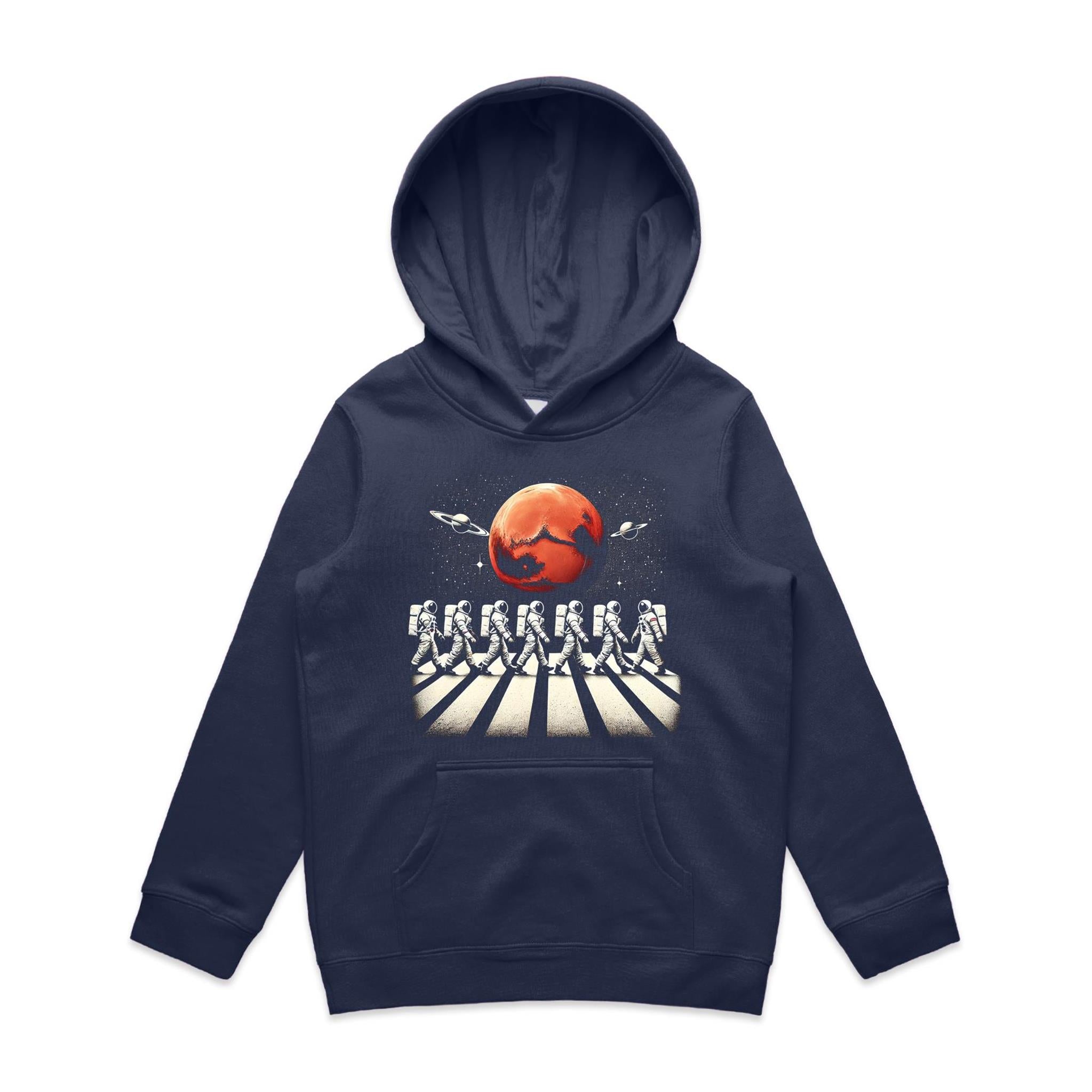 Astronaut Zebra Crossing In Space - Kids Hoodie Midnight Blue Kids Hoodie Printed In Australia Space
