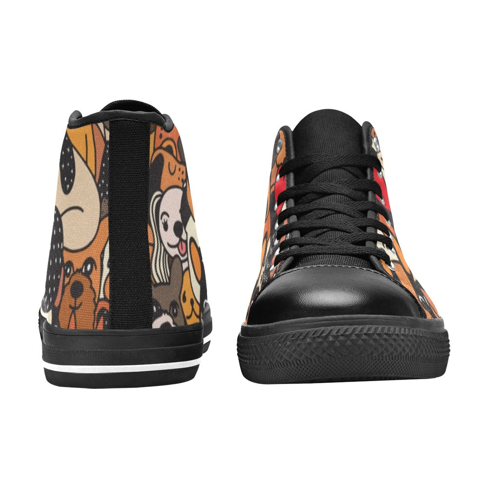 Dog Crowd - Women's High Top Canvas Shoes