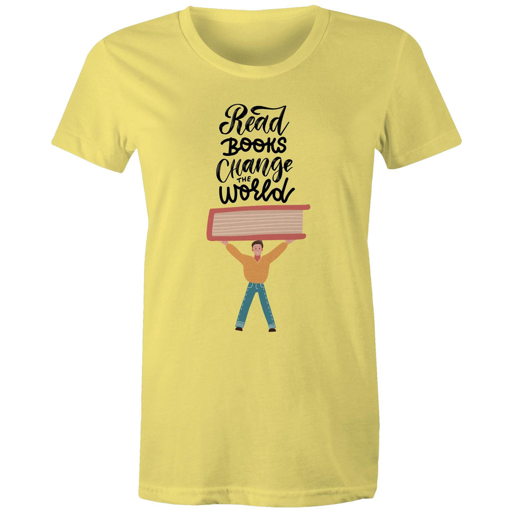 Read Books Change The World - Womens T-shirt Yellow Womens T-shirt Printed In Australia Reading