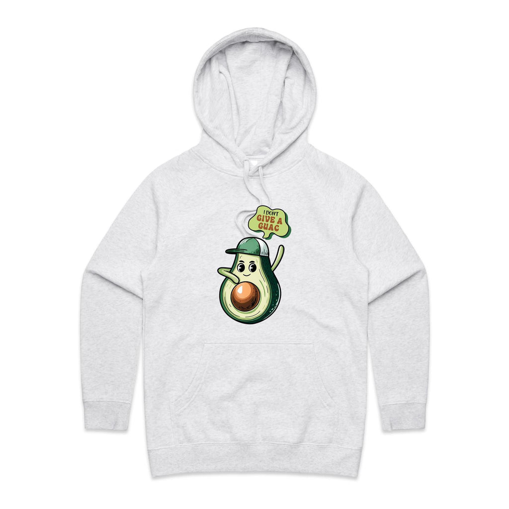 Avocado, I Don't Give A Guac - Womens Hoodie White Marle Womens Hoodie Food Printed In Australia