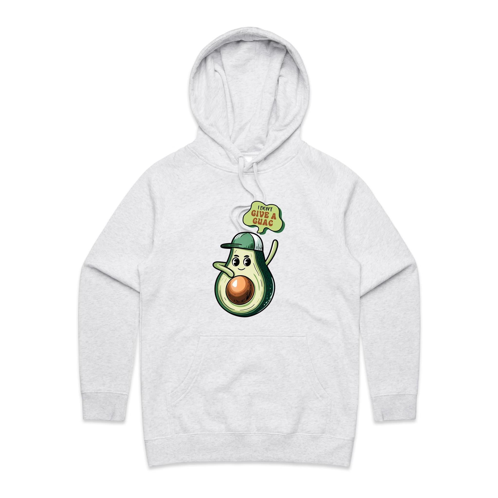 Avocado, I Don't Give A Guac - Womens Hoodie White Marle Womens Hoodie Food Printed In Australia