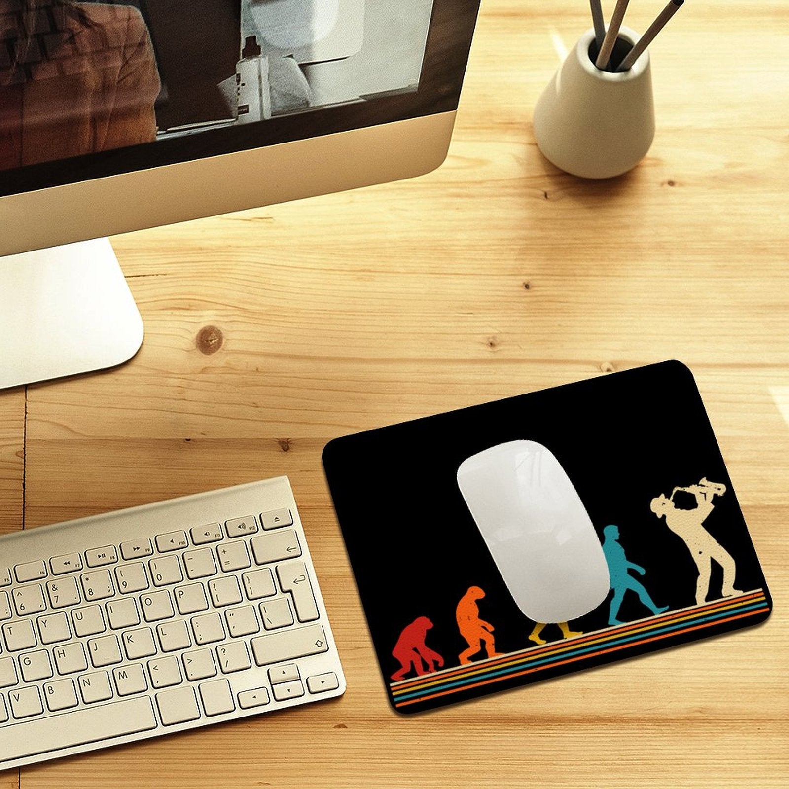 Evolution Of A Saxophone Player Leather Mouse Pad Leather Mouse Pad Music Printed Offshore