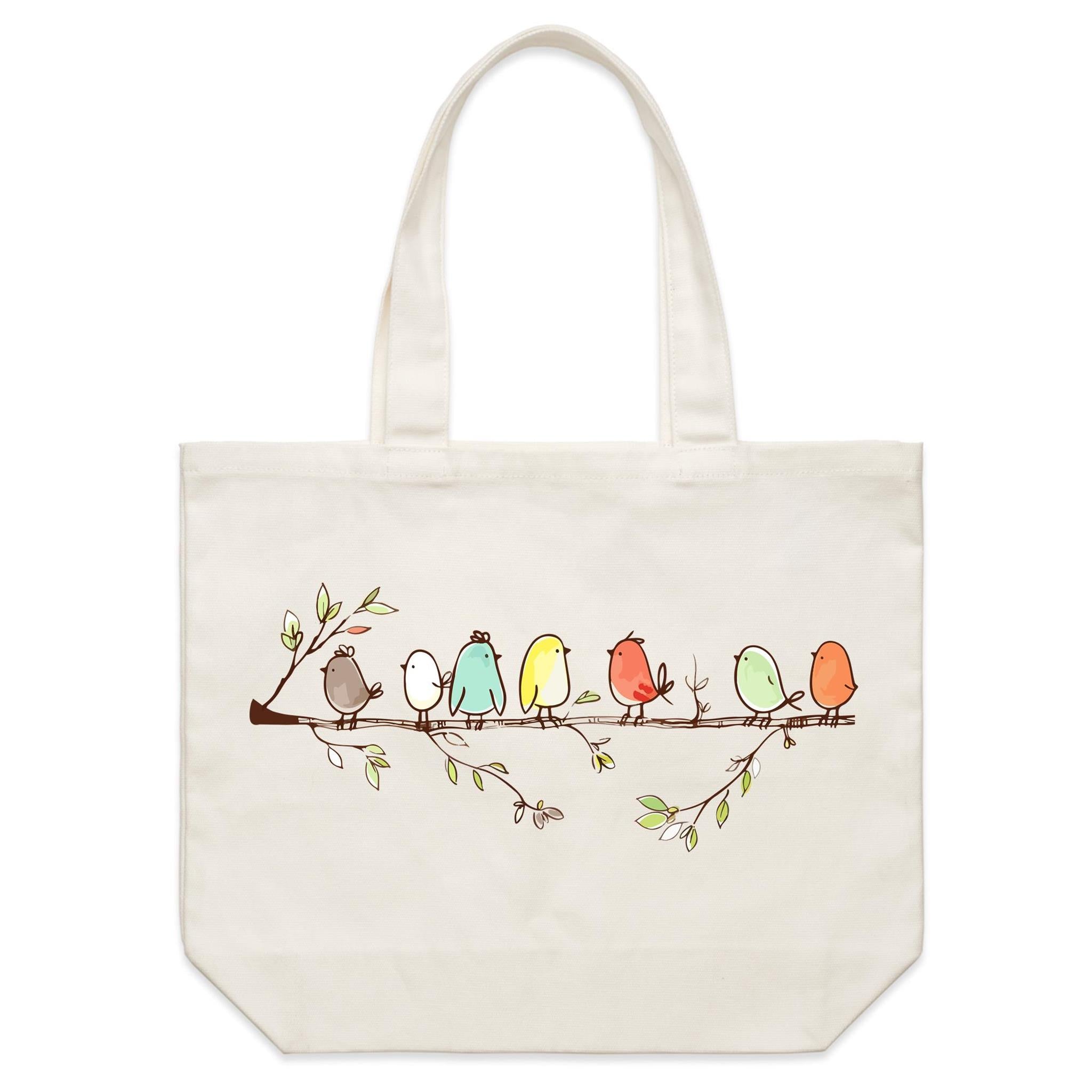 Birds On A Branch - Shoulder Canvas Tote Bag Default Title Large Tote Bag animal Printed In Australia