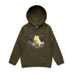 Cat Bass Player - Kids Hoodie Army Kids Hoodie Printed In Australia