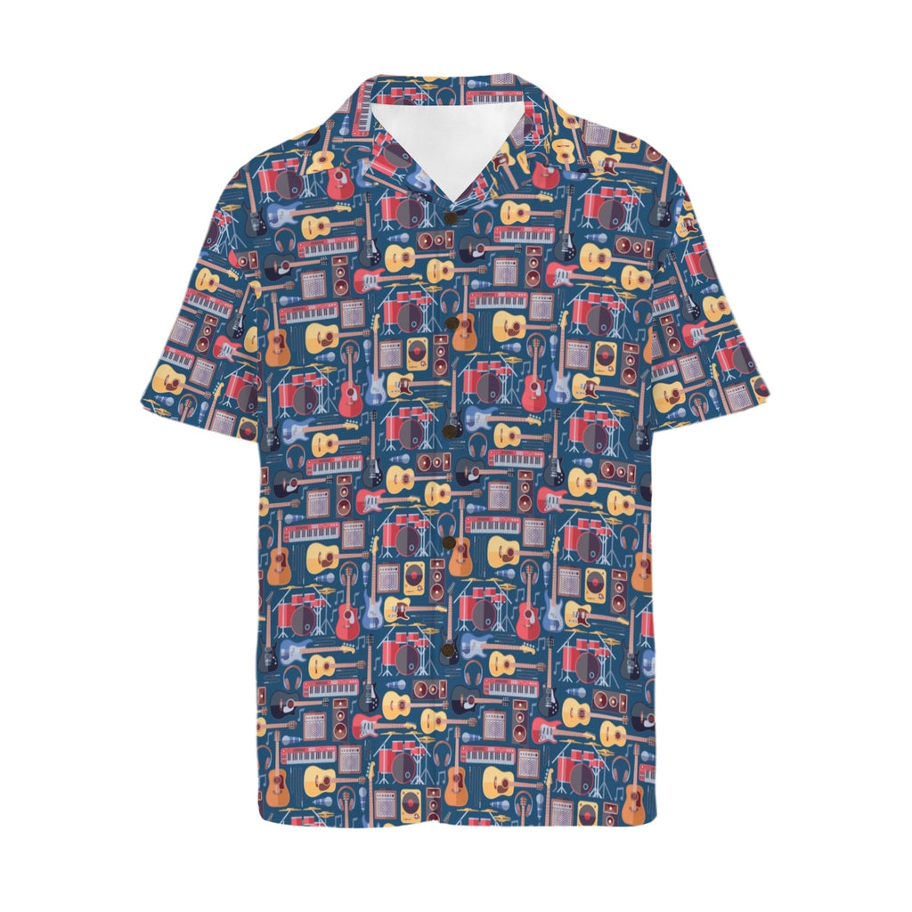 Music Instruments Men's Short Sleeve Hawaiian Shirt Men's Hawaiian Shirt (New) Music Printed Offshore