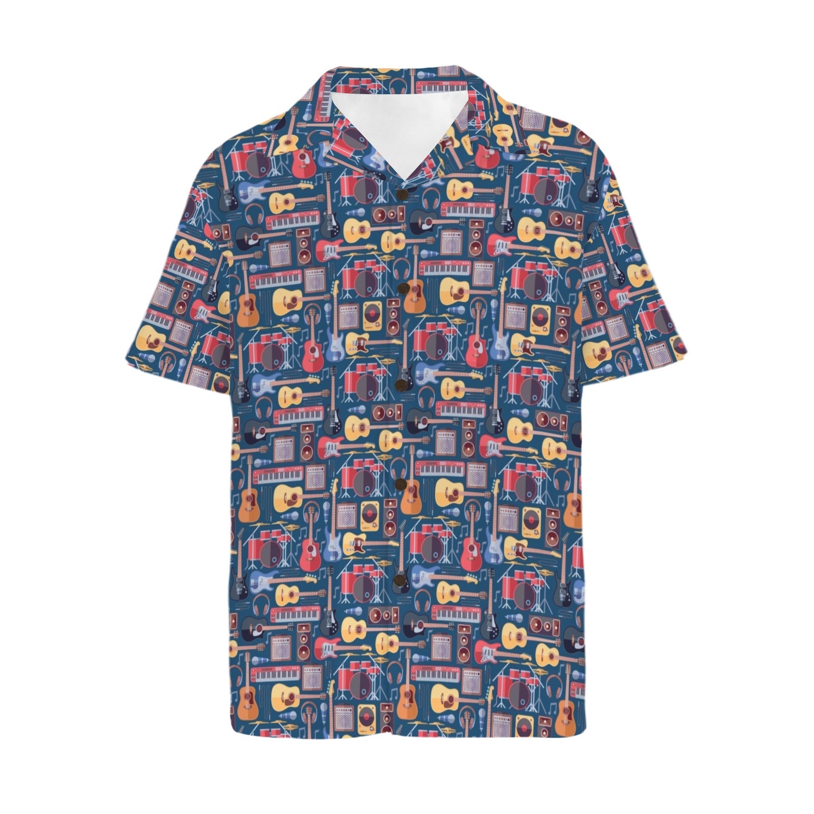 Music Instruments Men's Short Sleeve Hawaiian Shirt Men's Hawaiian Shirt (New) Music Printed Offshore