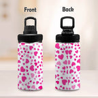 Pink Hearts On White - Kids Water Bottle with Chug Lid (12 oz)
