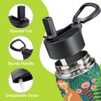 Tropical Jungle Animals 12oz Kids Water Bottle with Straw Lid