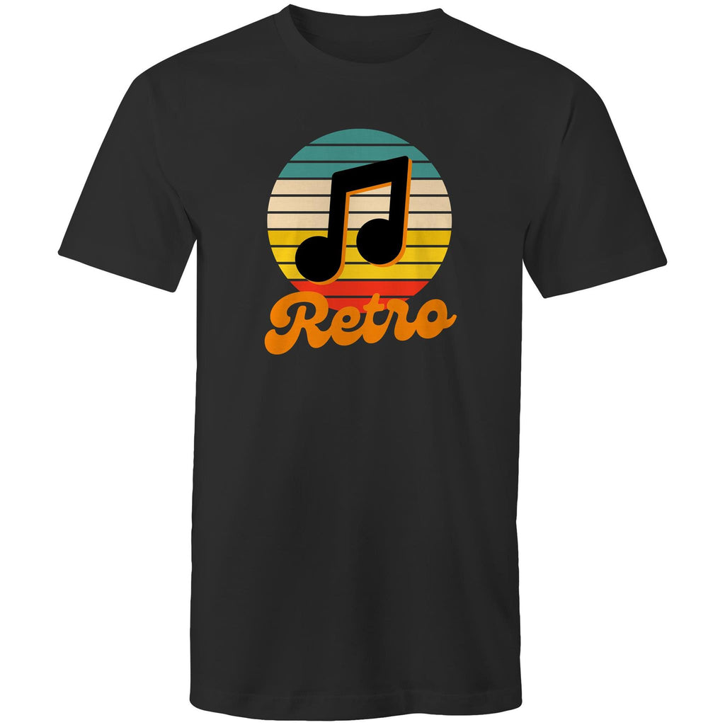 Retro Music - Mens T-Shirt Black Mens T-shirt Music Printed In Australia Retro