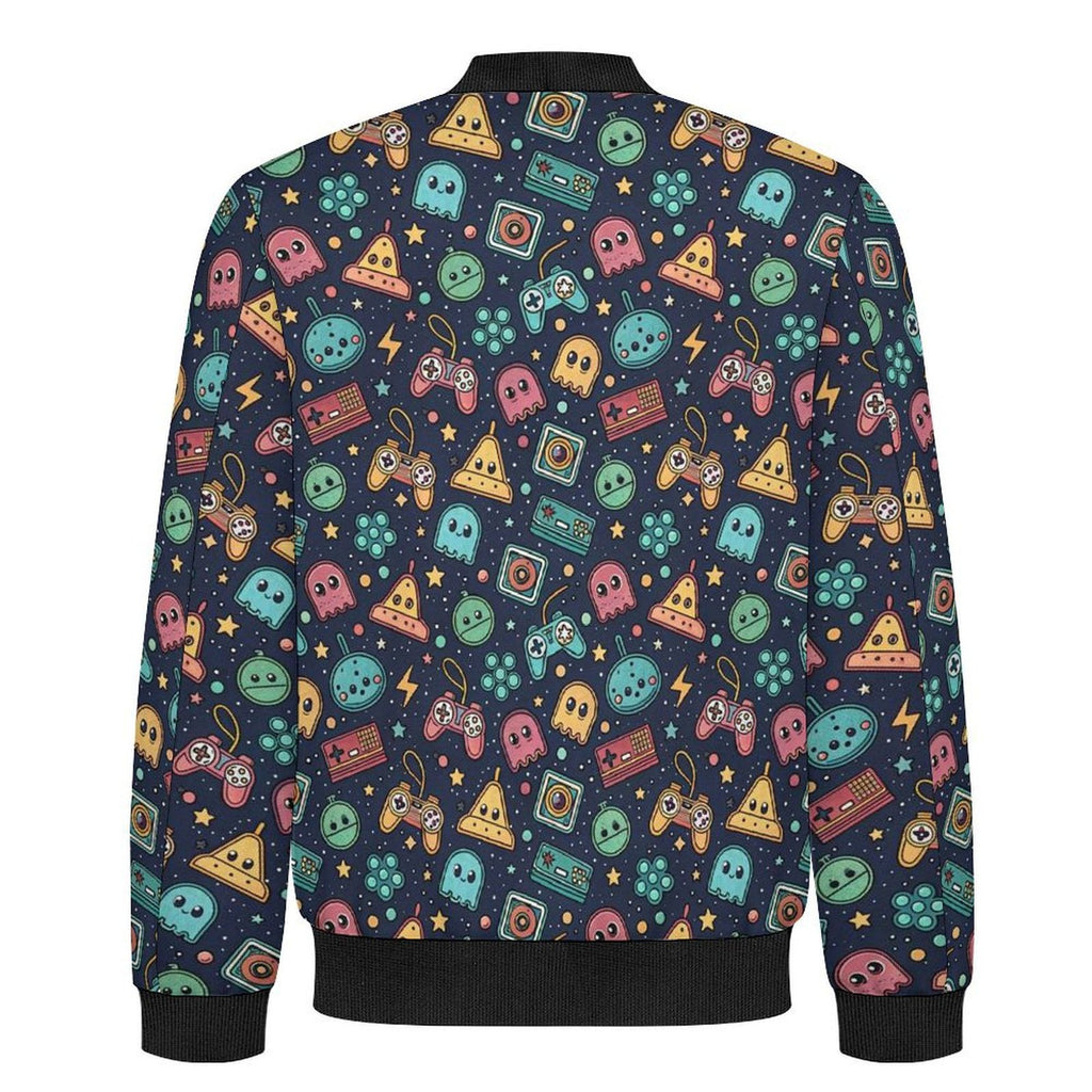 Video Game Men's Casual Zip‑Up Bomber Jacket