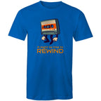 Cassette Tape, It Might Be Time To Rewind - Mens T-Shirt Bright Royal Mens T-shirt Music Printed In Australia Retro