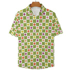 Flower Check Women's Collared Pocketless Short Sleeve Shirt