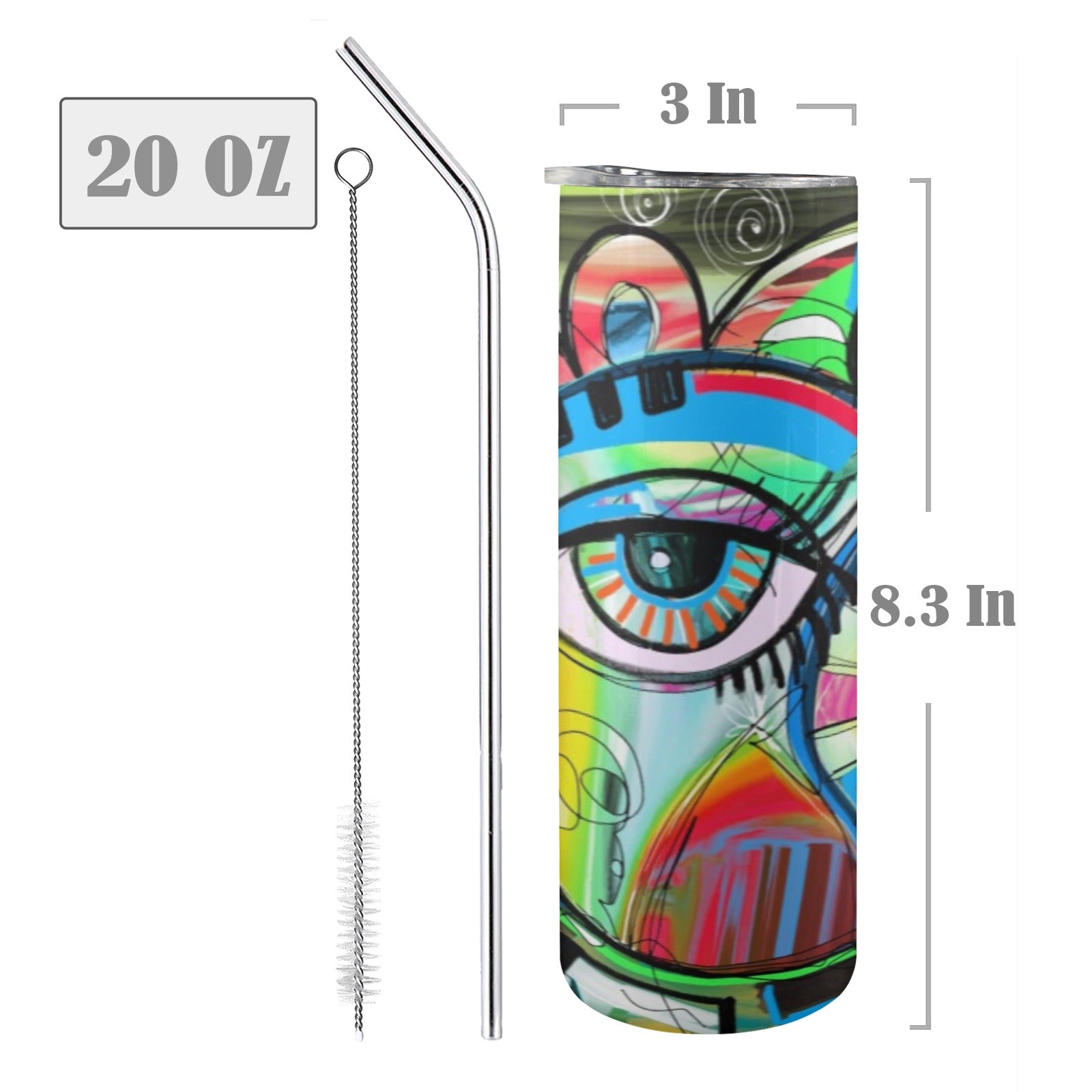 Graffiti Bird - 20oz Tall Skinny Tumbler with Lid and Straw