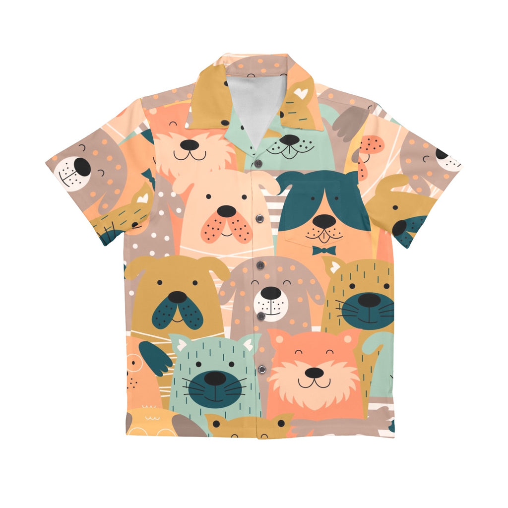 Lots Of Dogs Senior Kids Hawaiian Shirt Senior Kids Hawaiian Shirt 8-15 animal Printed Offshore