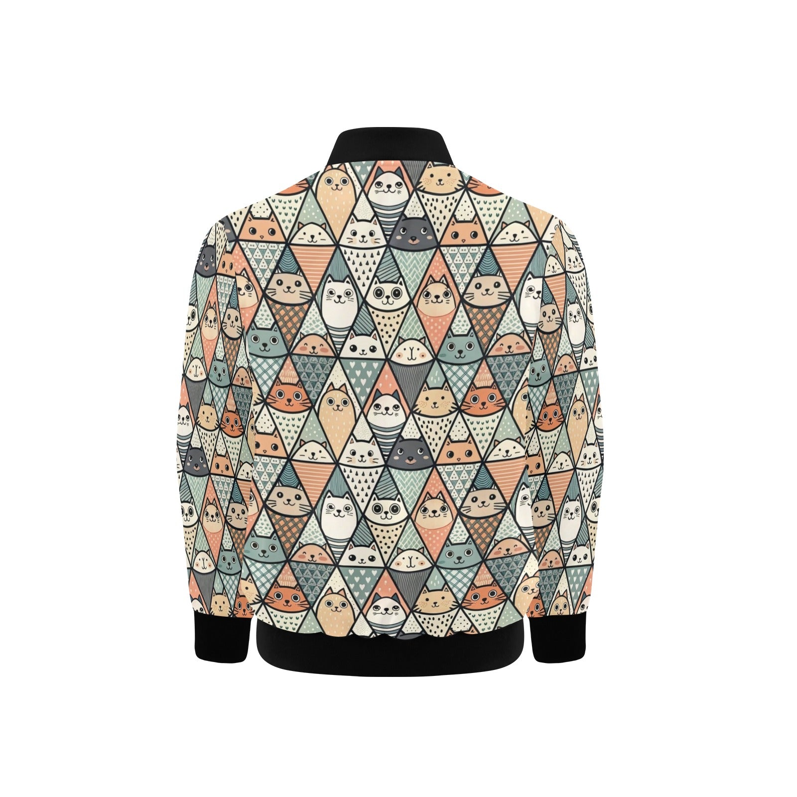 Diamond Cat Pattern Kids Bomber Jacket Kids Bomber Jacket animal Printed Offshore