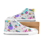 80's Grid Men's High Top Canvas Shoes Men's Classic High Top Canvas Shoes Printed Offshore Retro