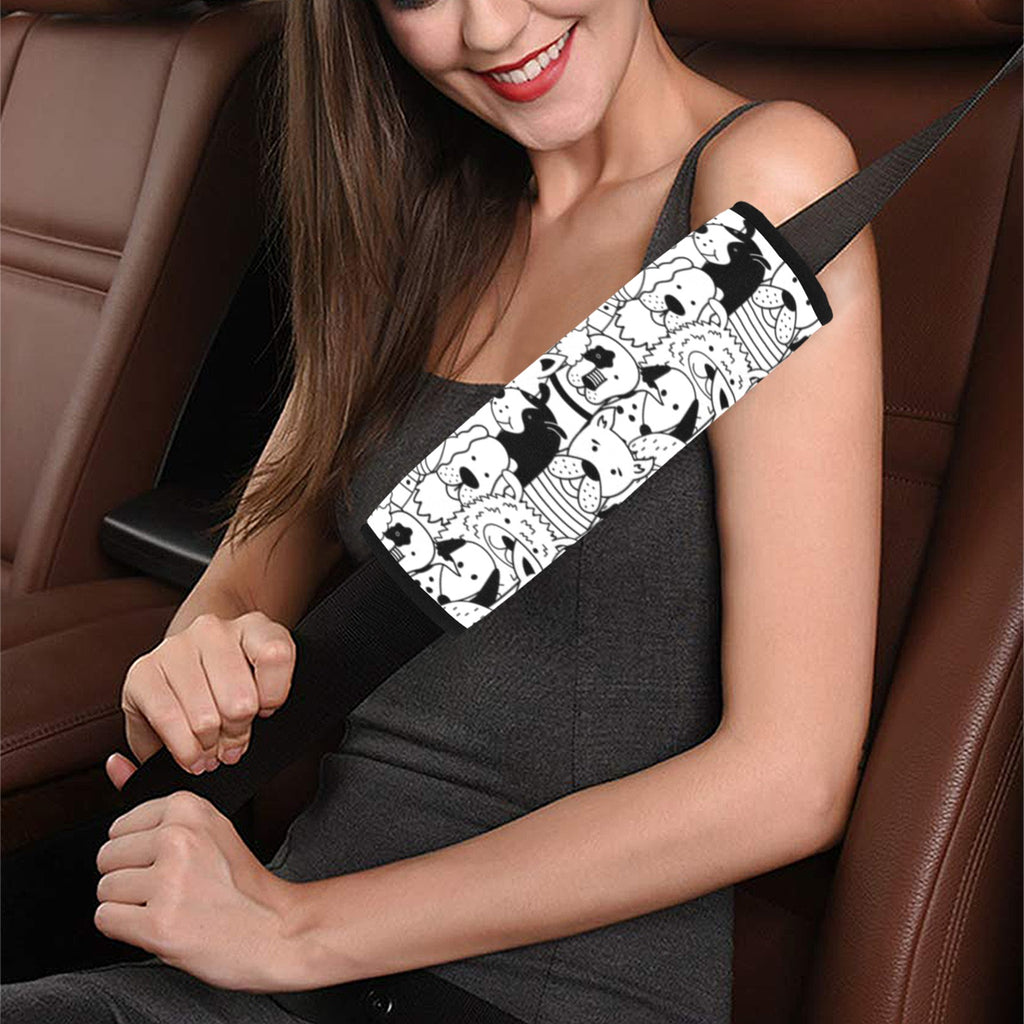 Black And White Dogs Car Seat Belt Cover 7''x10'' (Pack of 2) One Size Car Seat Belt Cover 7x10 (Pack of 2) animal Printed Offshore