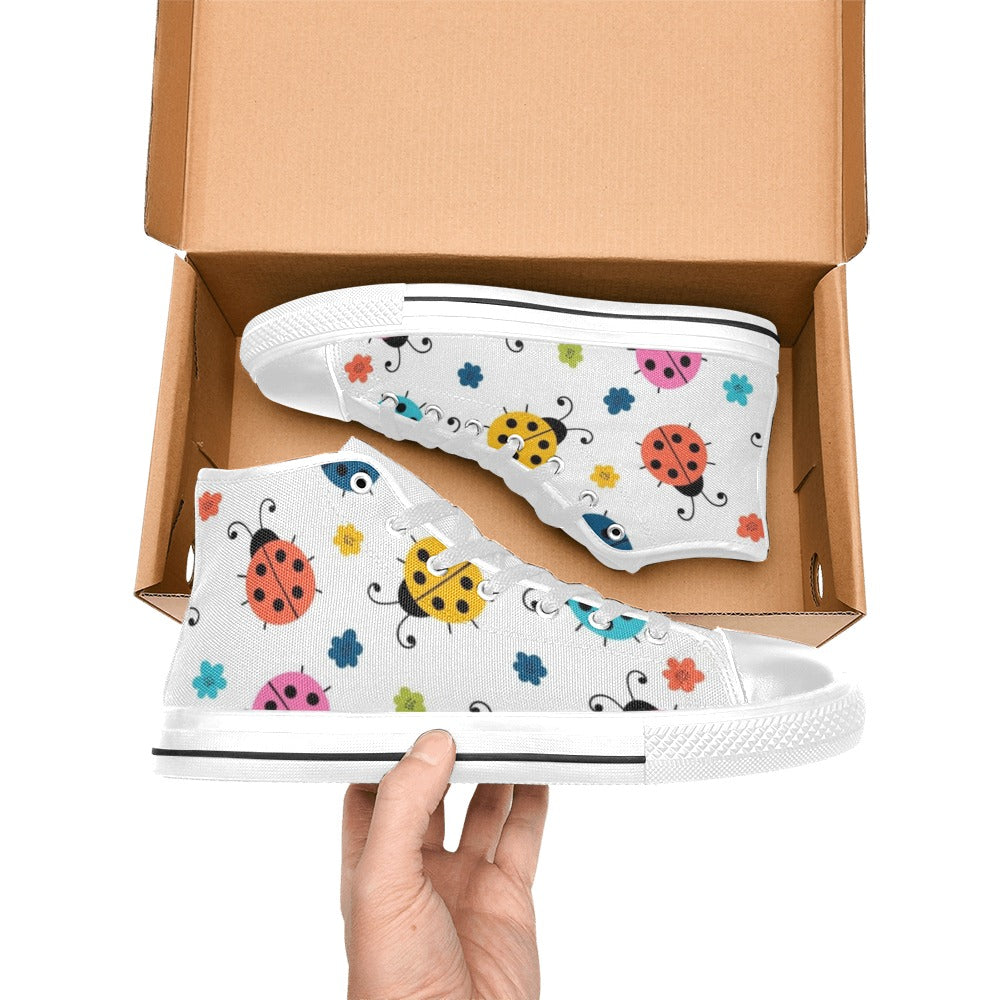 Ladybugs - Women's High Top Canvas Shoes