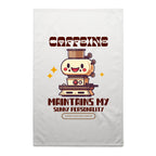 Caffeine Maintains My Sunny Personality - AS Colour Tea Towel White One Size Tea Towel Coffee Printed In Australia